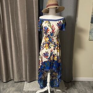 Flighting tomato brand Floral hi-low Off-Shoulder Maxi Dress SZ S